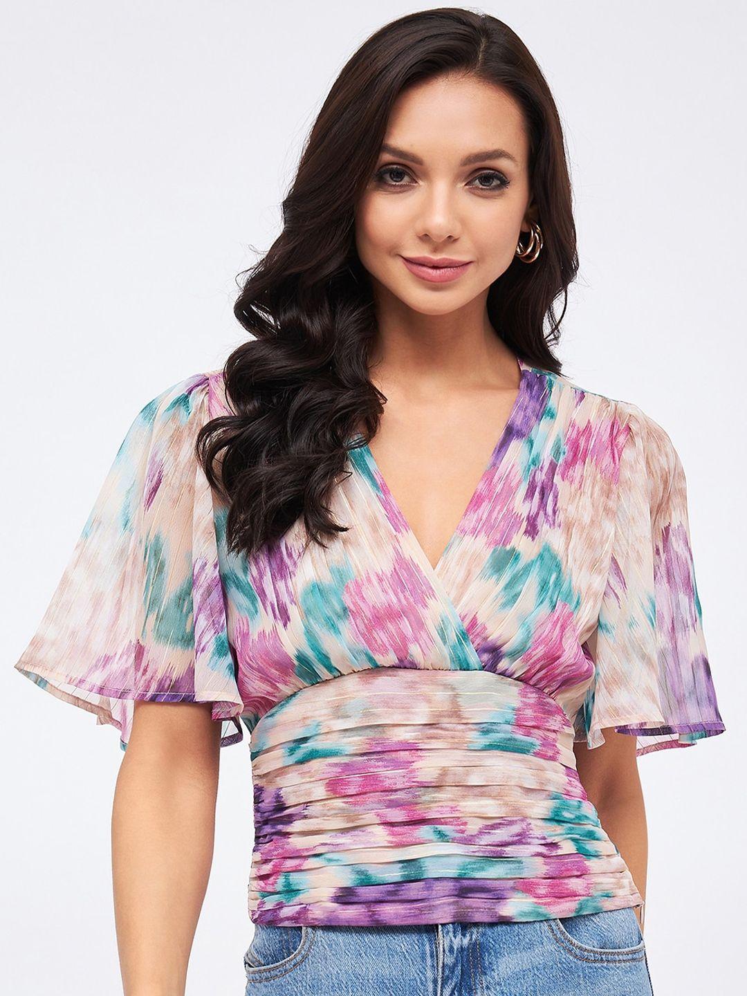 harpa abstract printed flared sleeves top