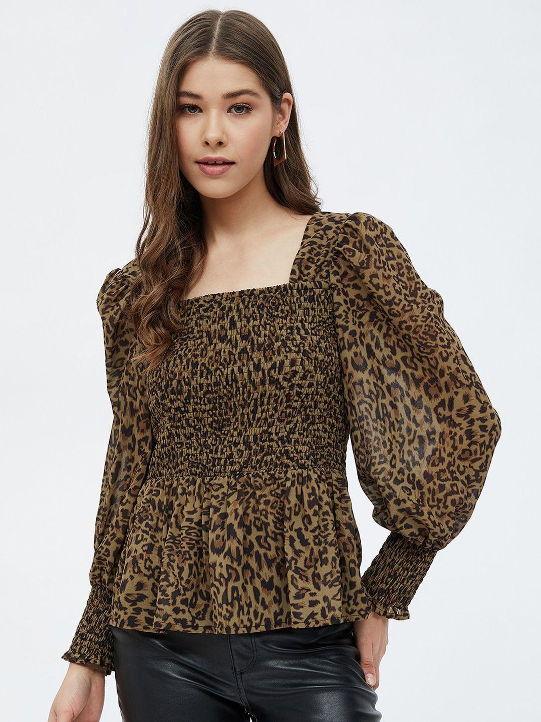 harpa animal print square neck peplum top