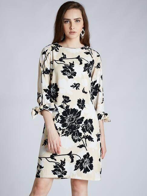 harpa beige floral above knee dress