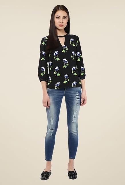 harpa black floral print top