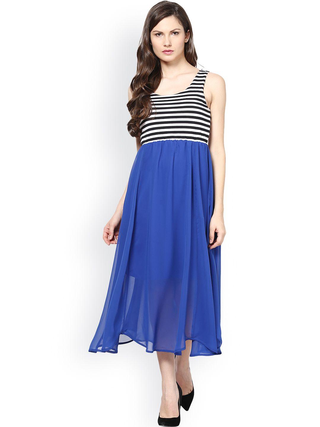 harpa blue & white fit & flare dress