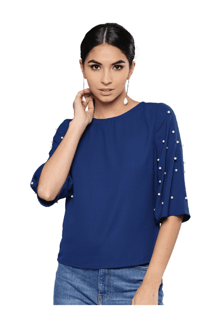 harpa blue embellished top