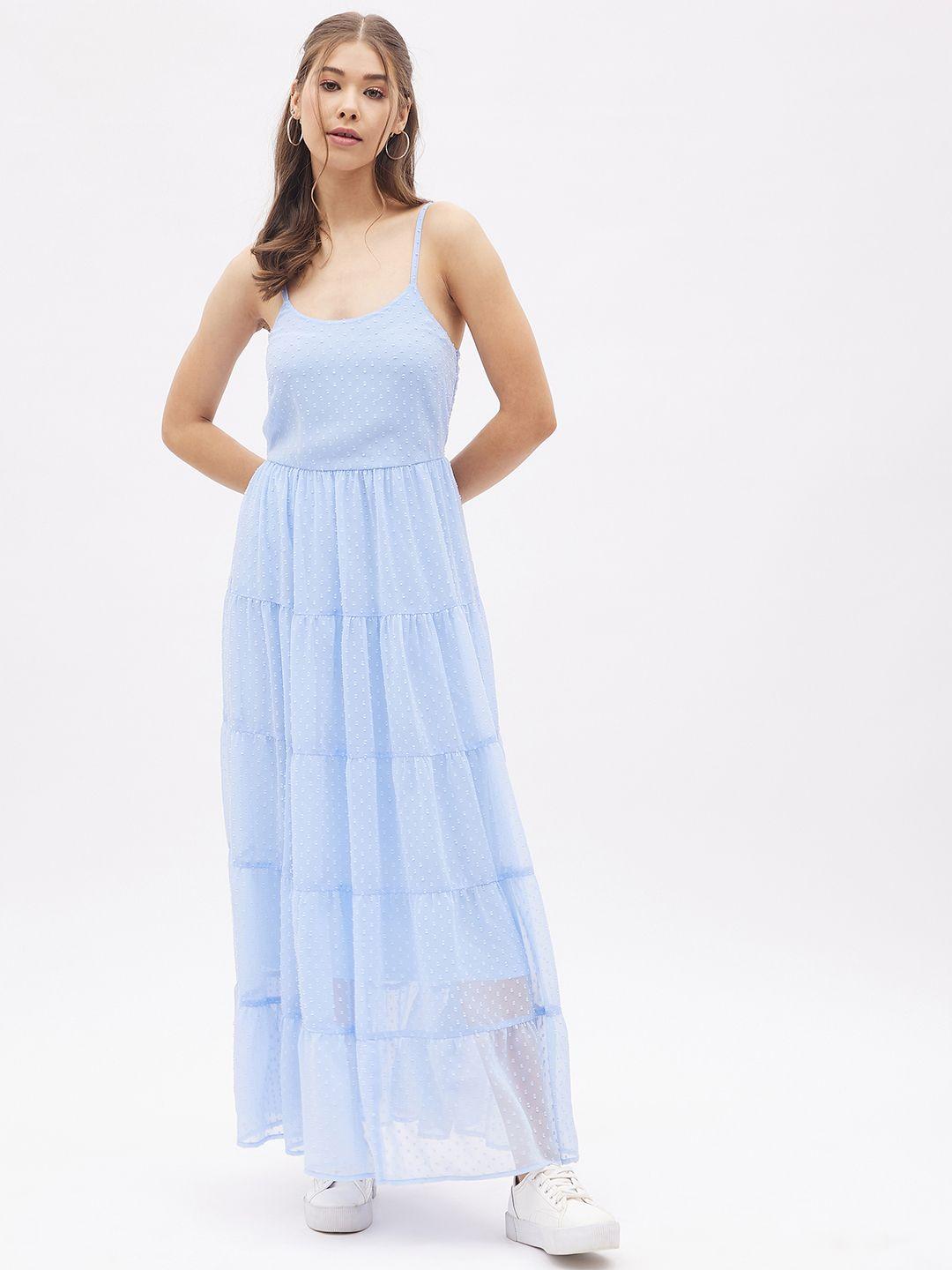 harpa blue georgette tiered maxi dress