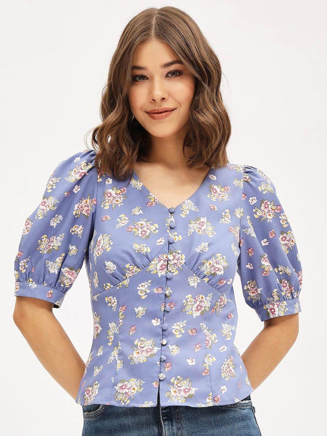 harpa floral print puff sleeve shirt style top