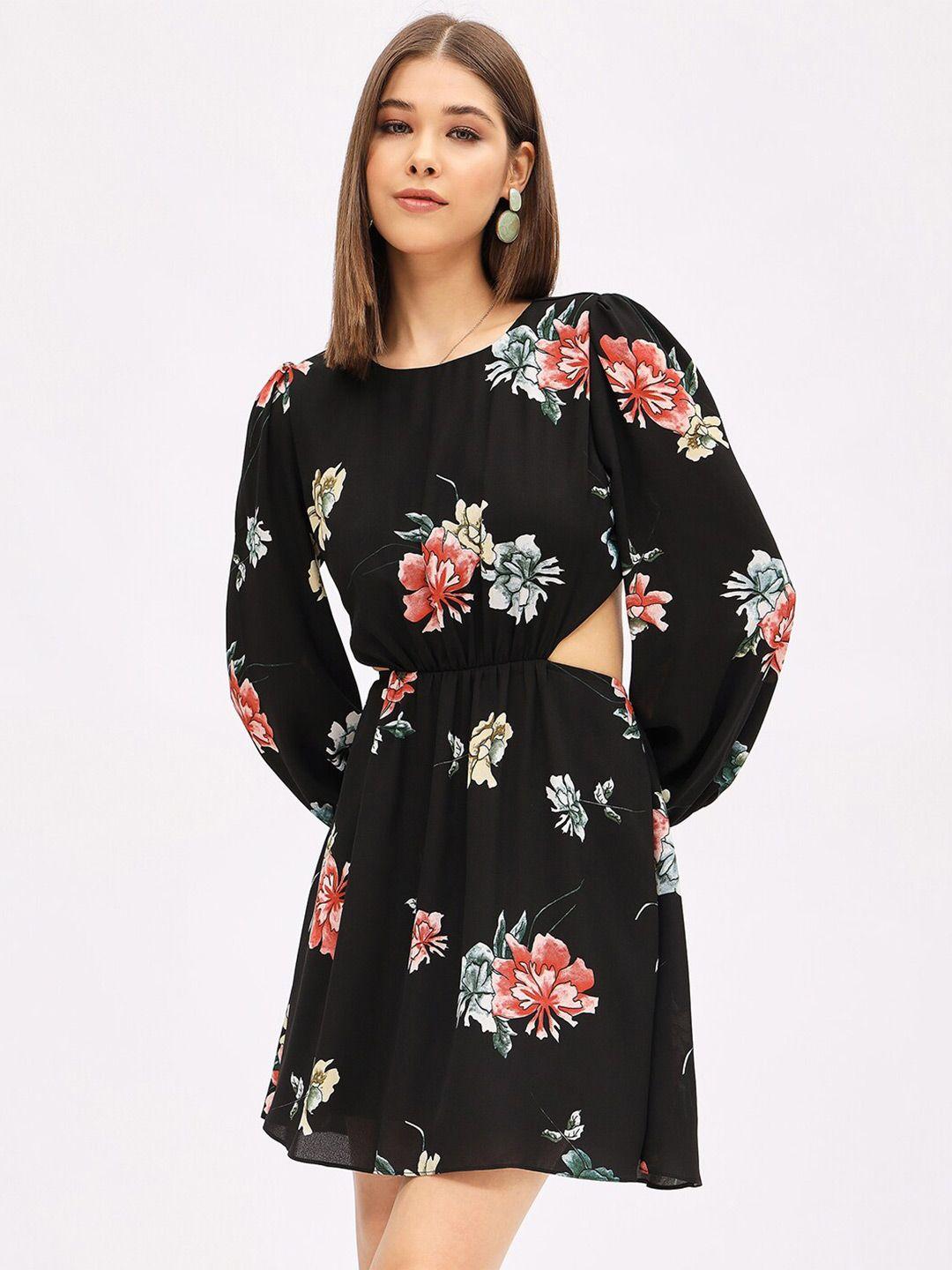 harpa floral print puff sleeves fit & flare dress