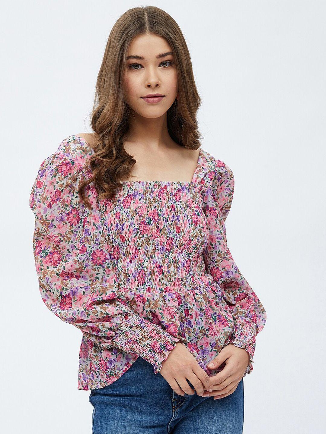 harpa floral print smocked peplum top