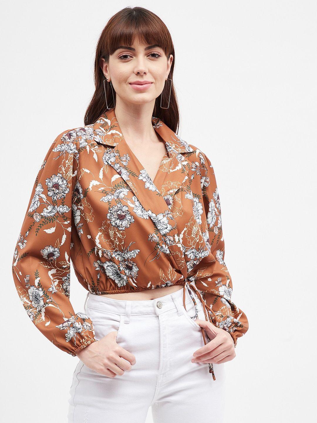 harpa floral print wrap crop top