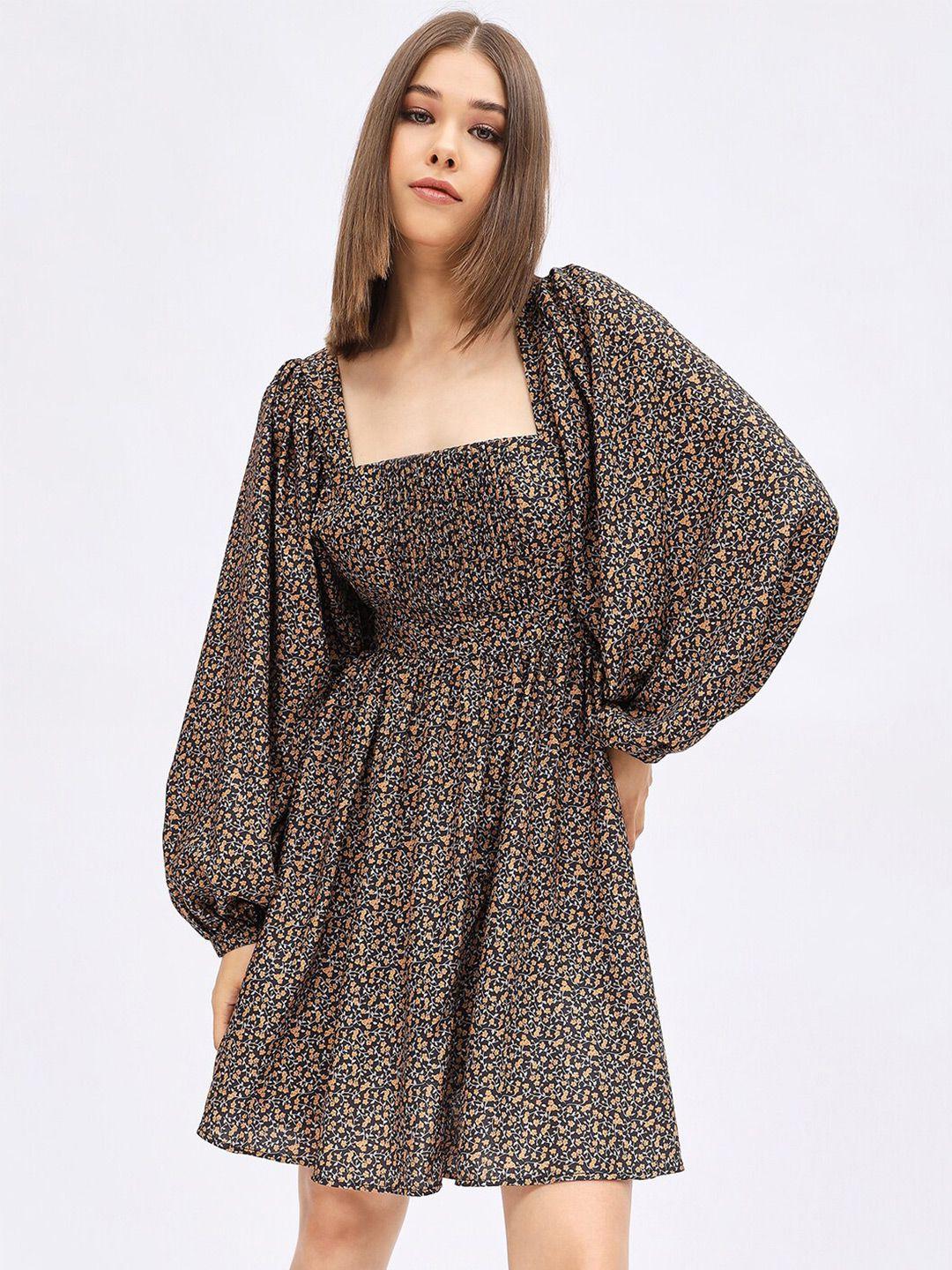 harpa floral printed bishop sleeves fit & flare dress