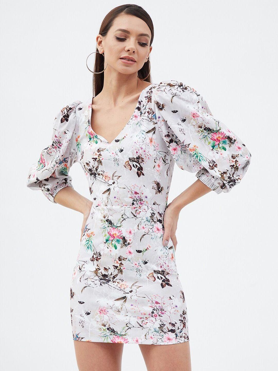 harpa floral printed puff sleeves sheath dress