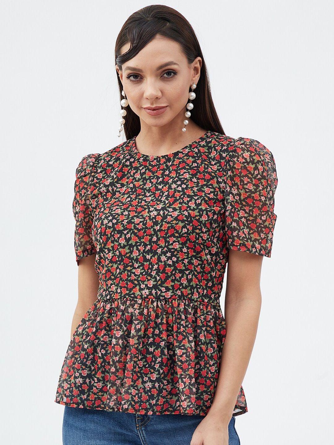 harpa floral printed puffed sleeve peplum top