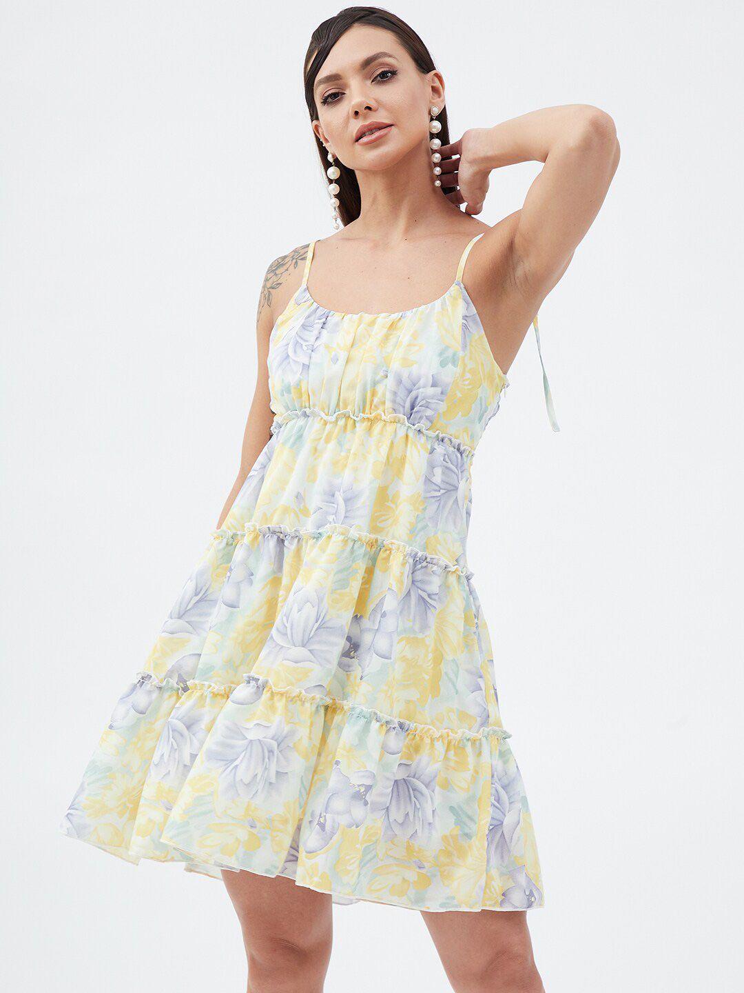 harpa floral printed shoulder strap fit and flare dress