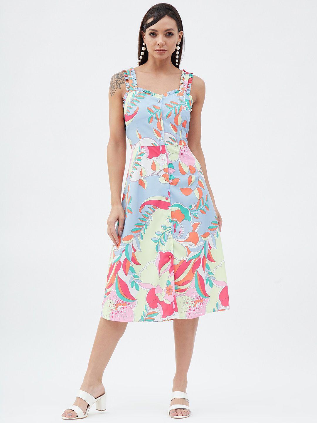 harpa floral printed shoulder strap midi dress