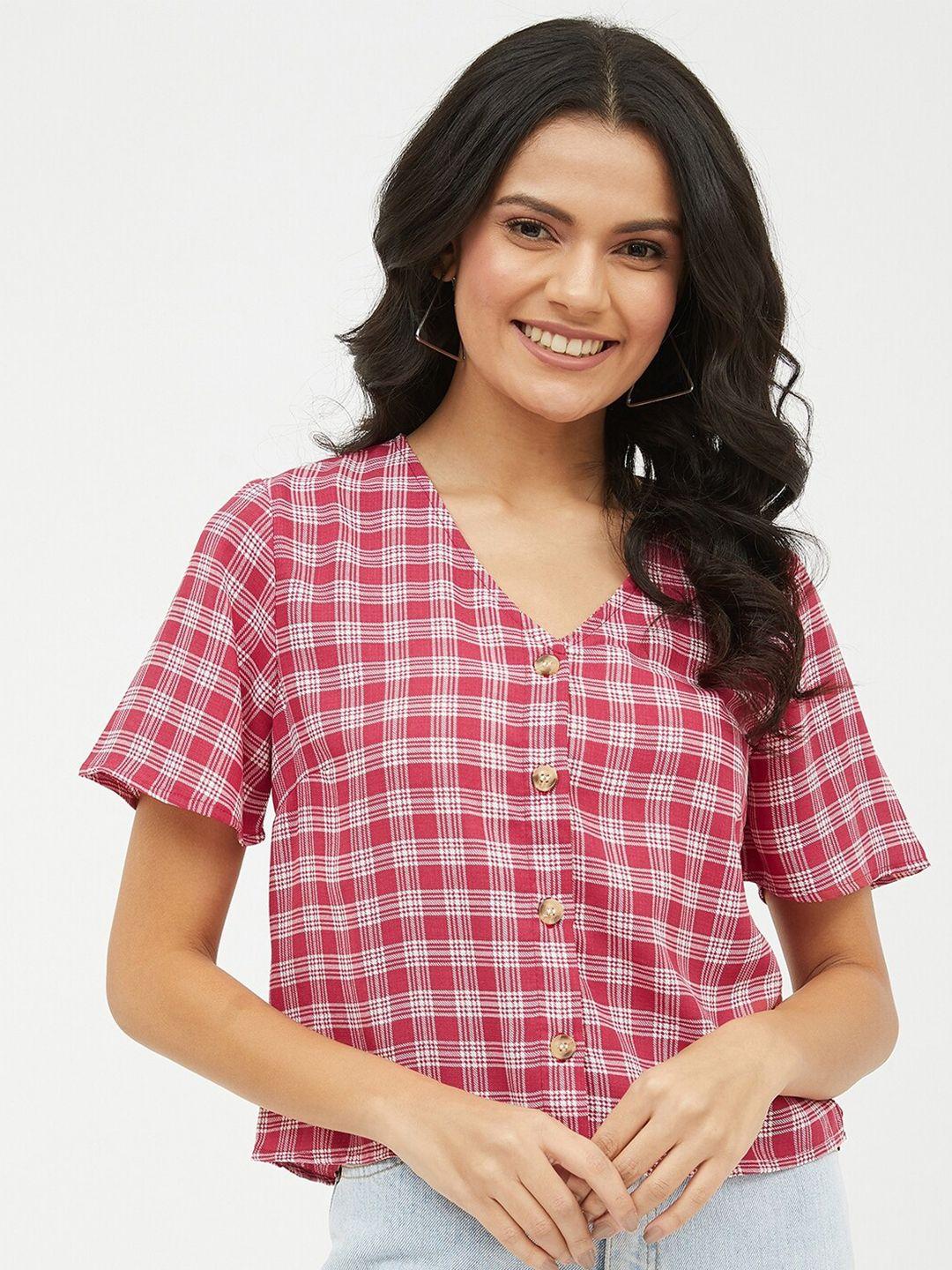 harpa maroon checked shirt style top