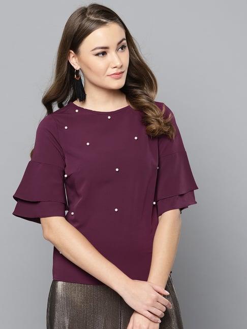 harpa maroon embellished top