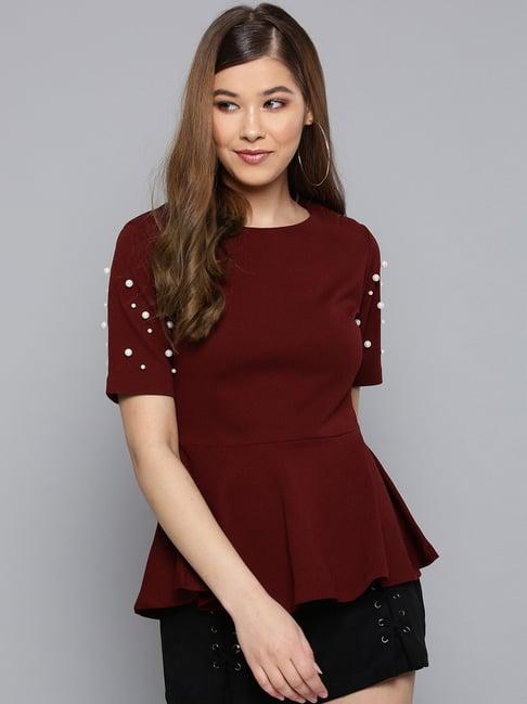 harpa maroon embellished top