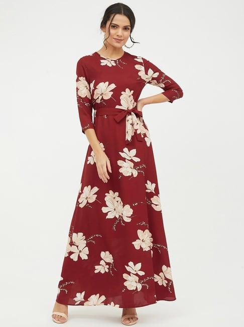 harpa maroon floral print dress