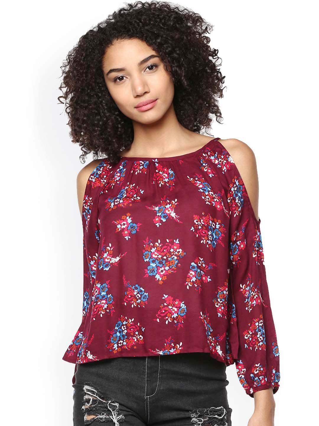 harpa maroon floral print top