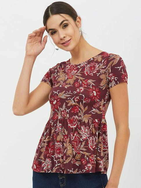 harpa maroon floral print top