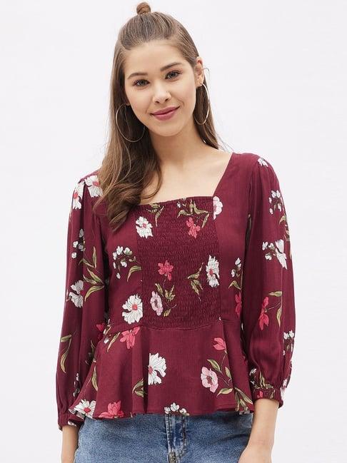 harpa maroon floral print top