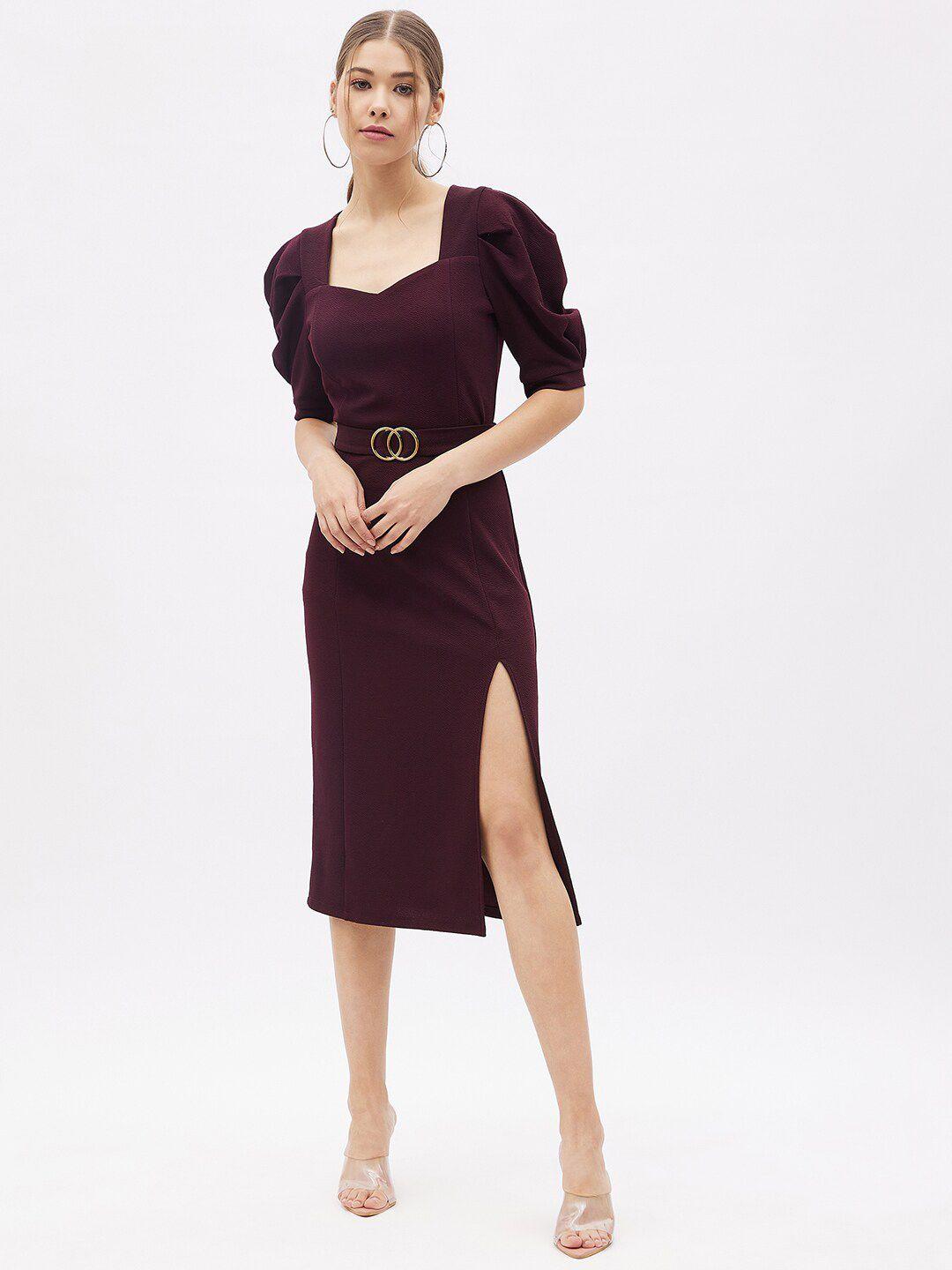 harpa maroon sheath midi dress