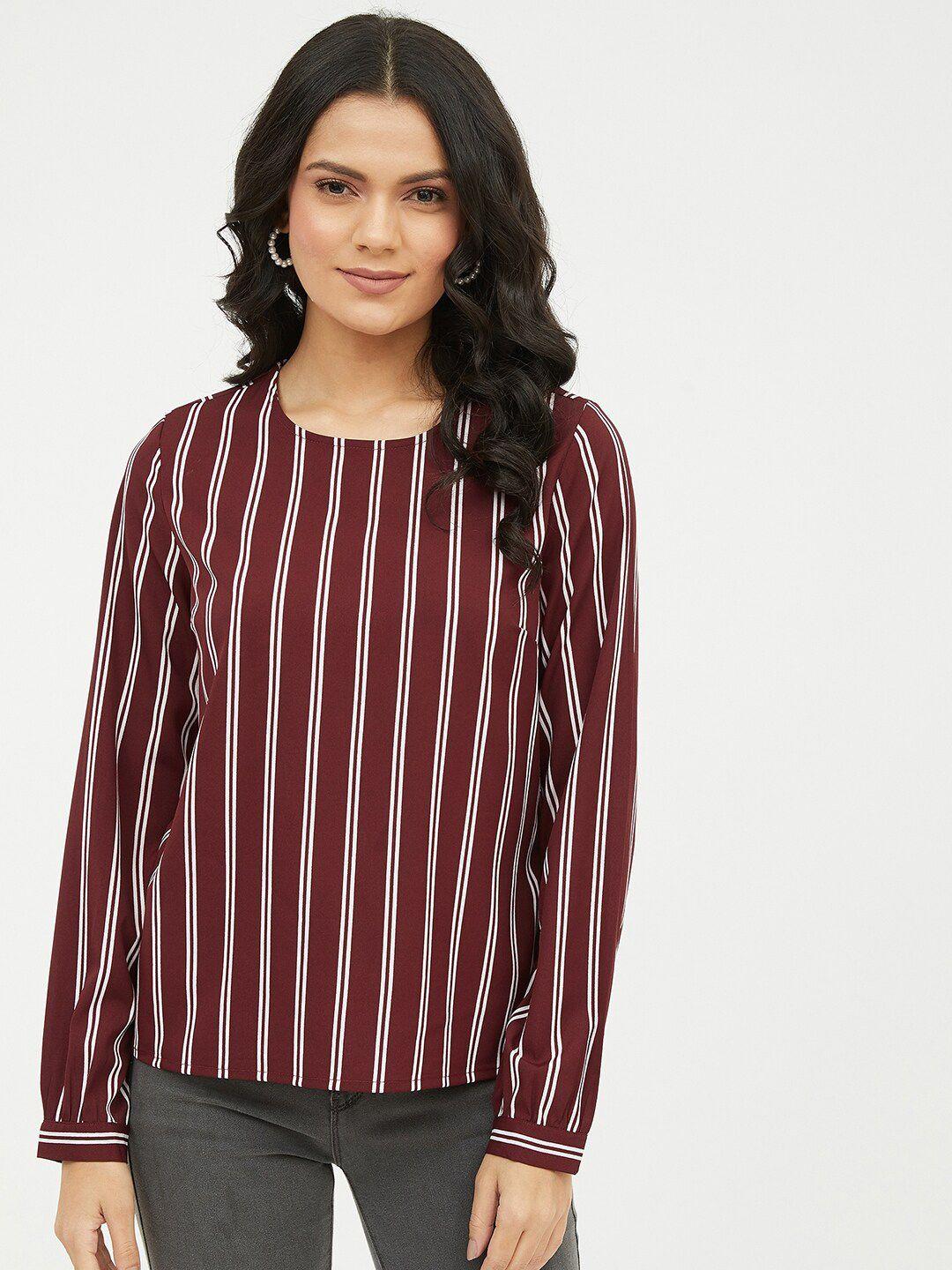 harpa maroon striped crepe regular top