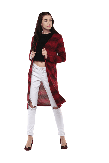 harpa maroon striped shrug