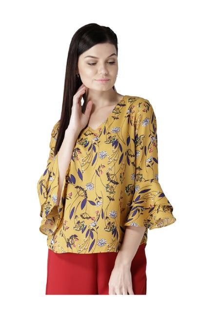 harpa mustard floral print top