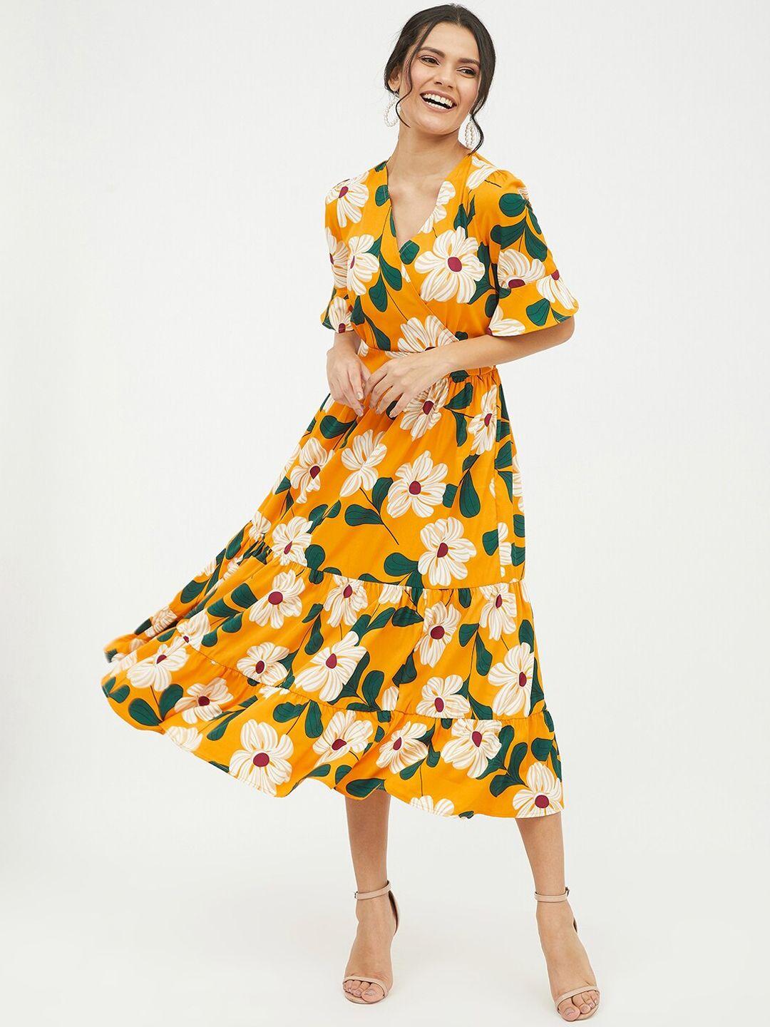 harpa mustard yellow & white floral midi dress