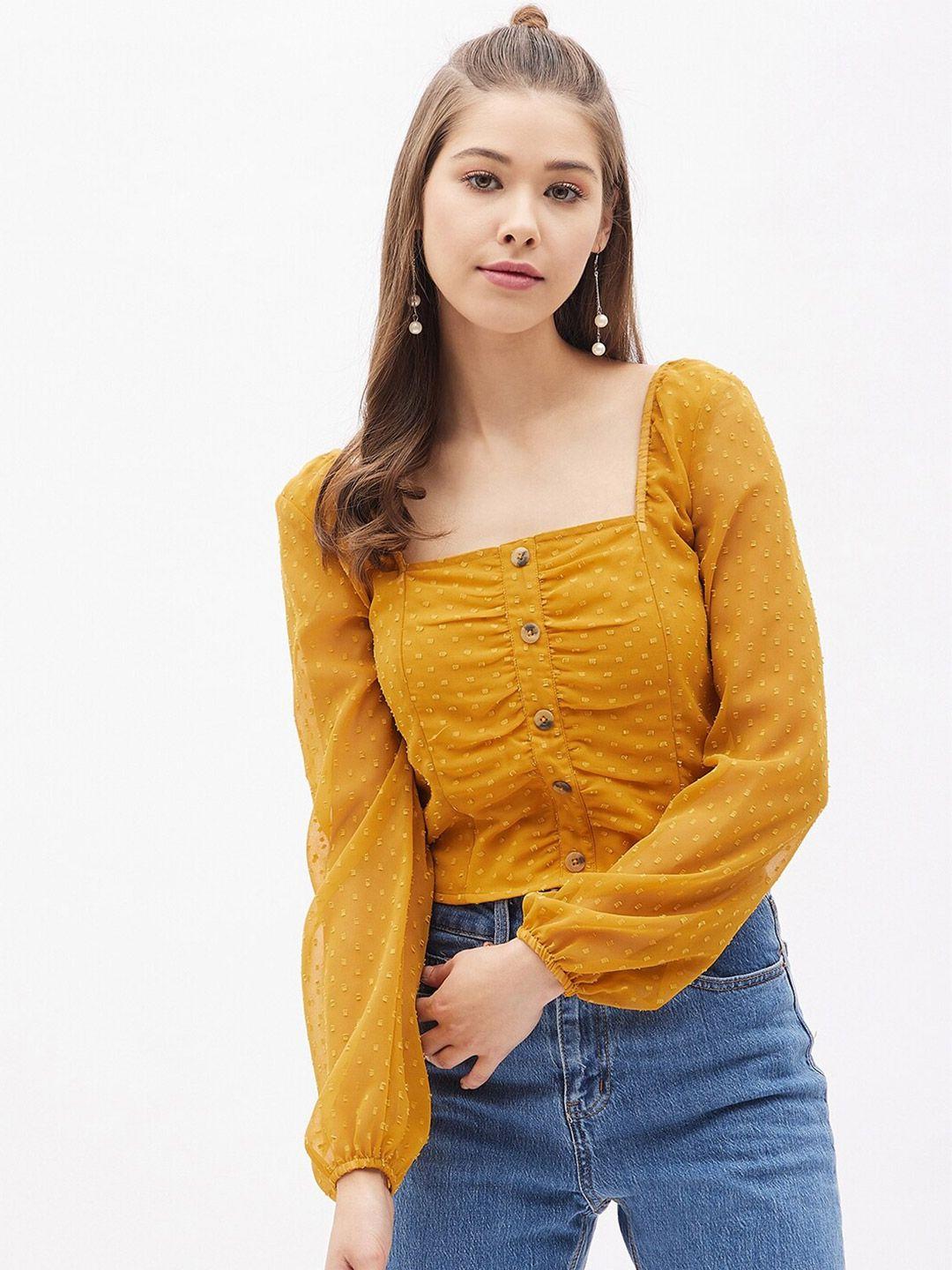 harpa mustard yellow sheer georgette top