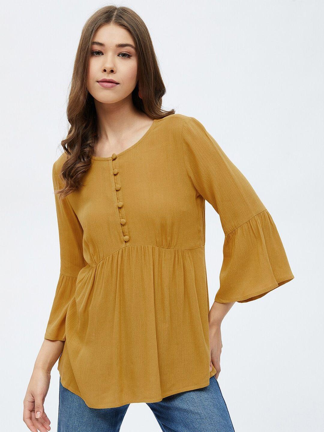 harpa mustard yellow solid empire top