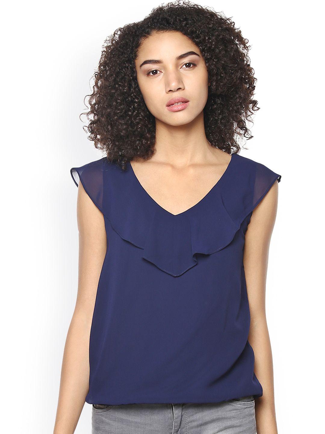 harpa navy blouson top