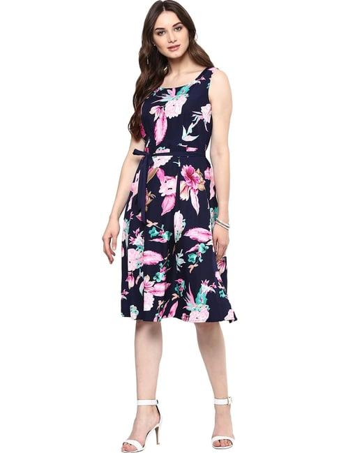 harpa navy floral knee length dress