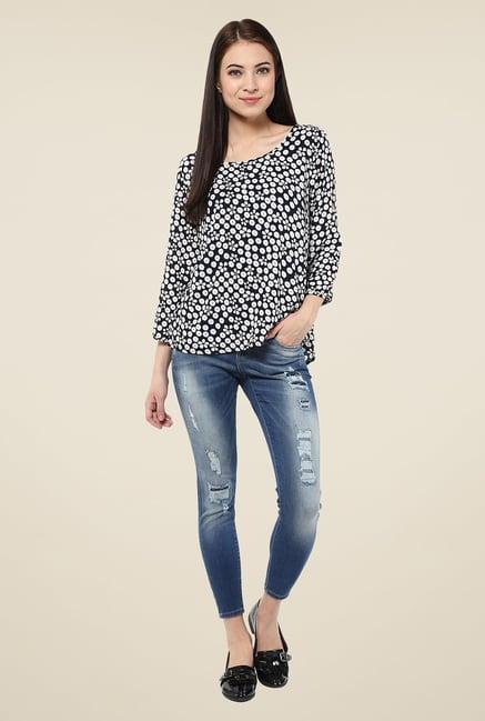 harpa navy printed top