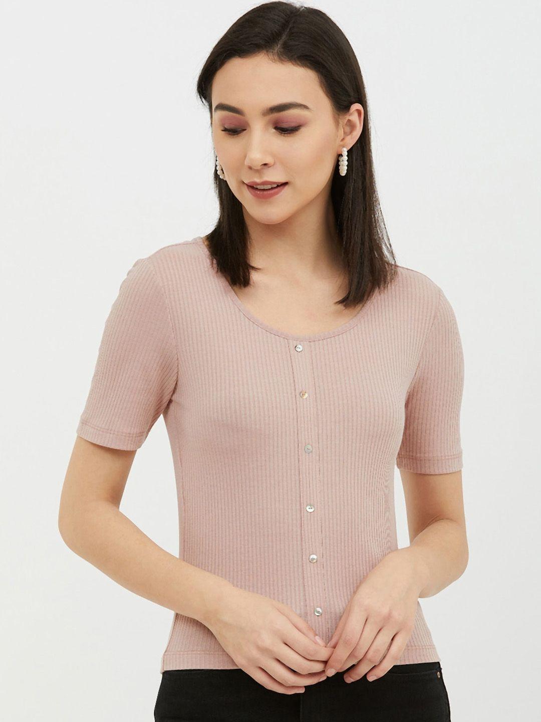 harpa pink fitted ribbed top