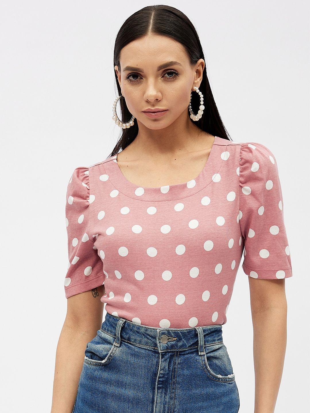 harpa pink polka dot printed cotton top