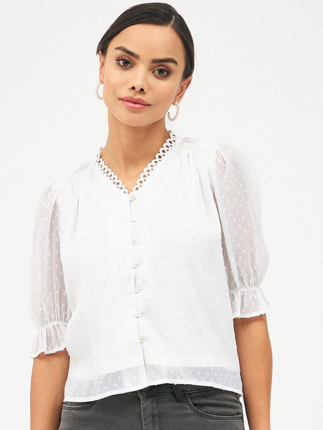 harpa puff sleeves chiffon shirt style top