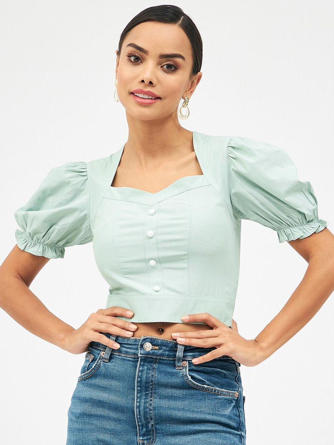 harpa puff sleeves cotton crop top