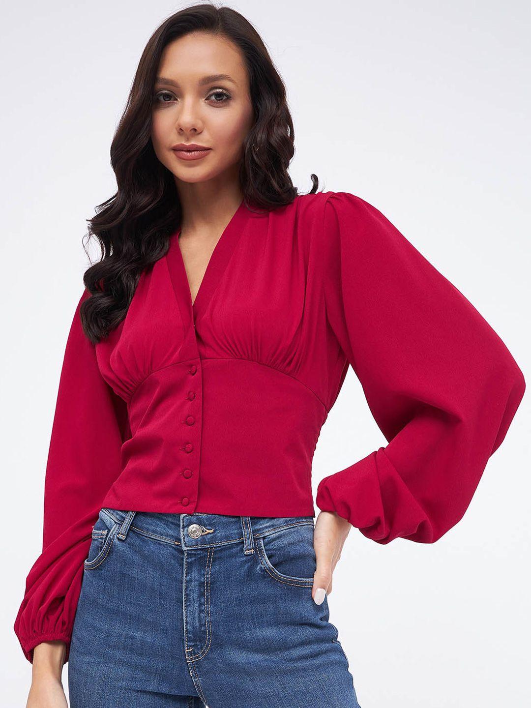 harpa puffed sleeves crop empire top