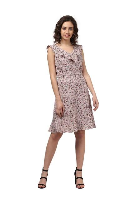 harpa purple floral print knee length dress