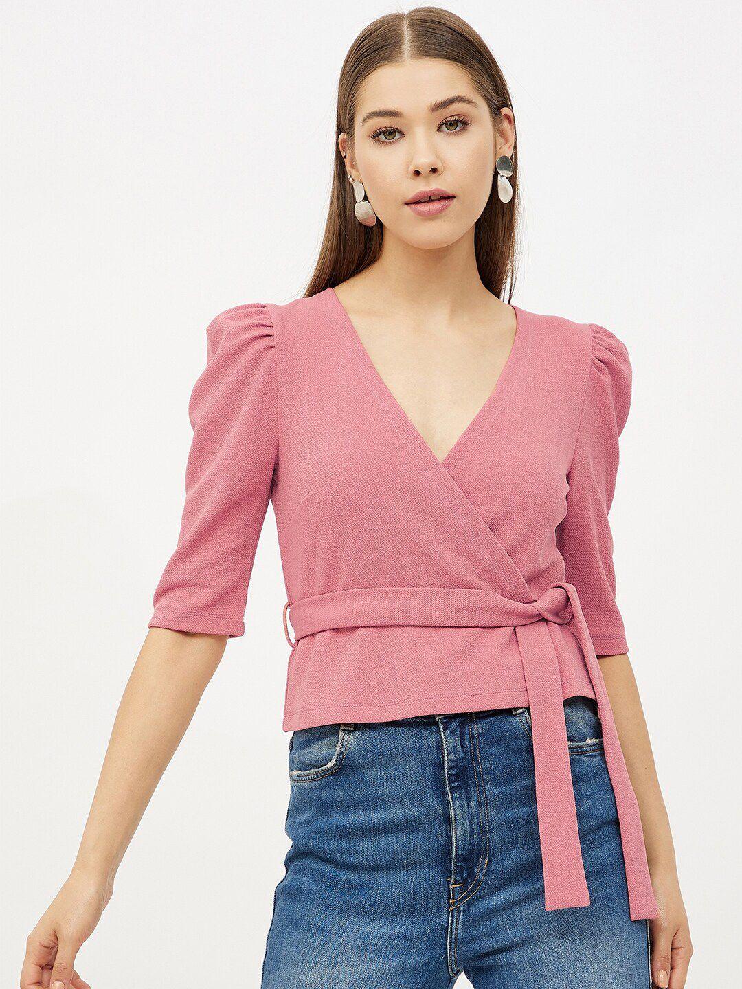 harpa rose pink solid wrap top