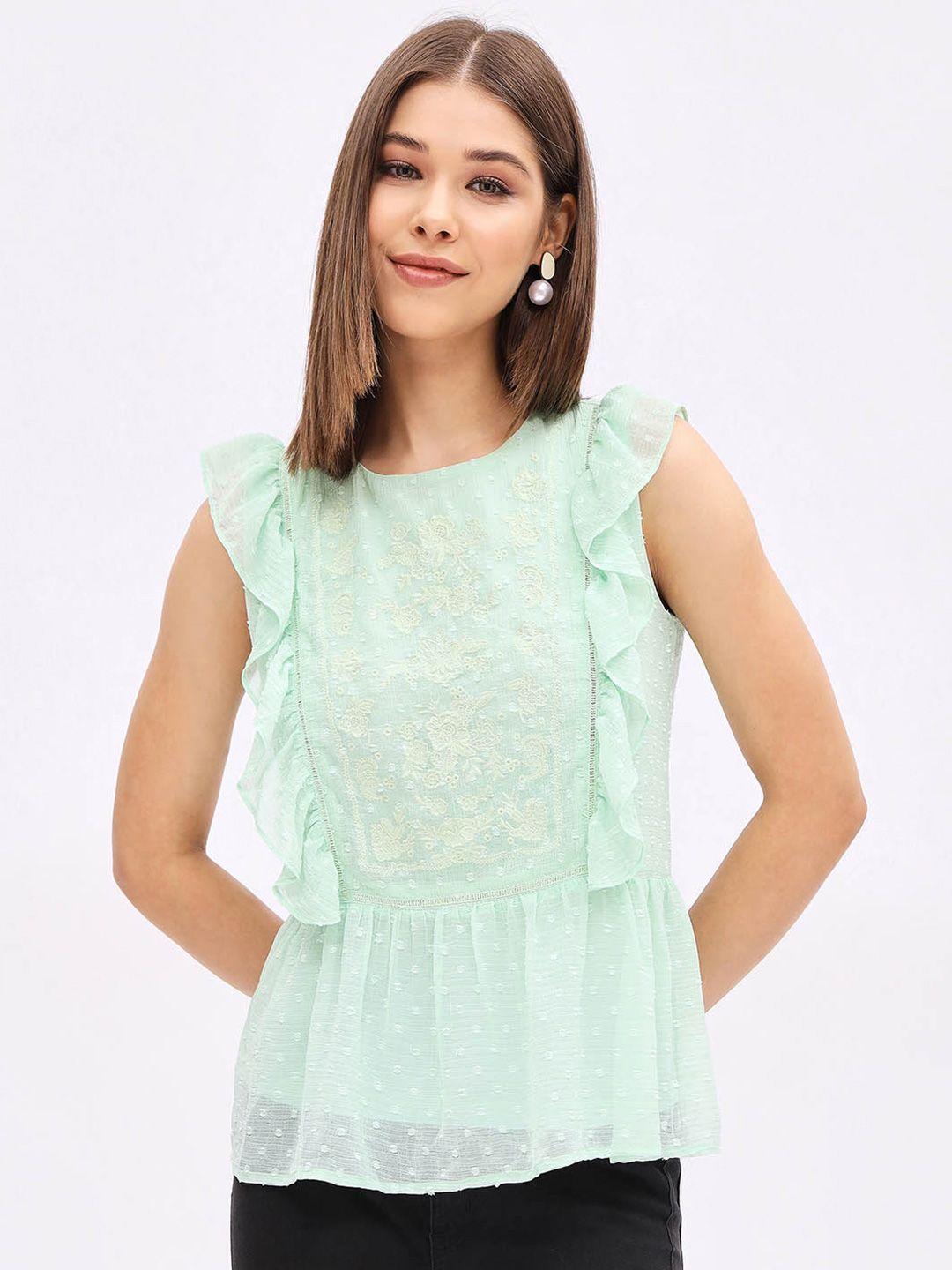 harpa self design ruffles chiffon peplum top