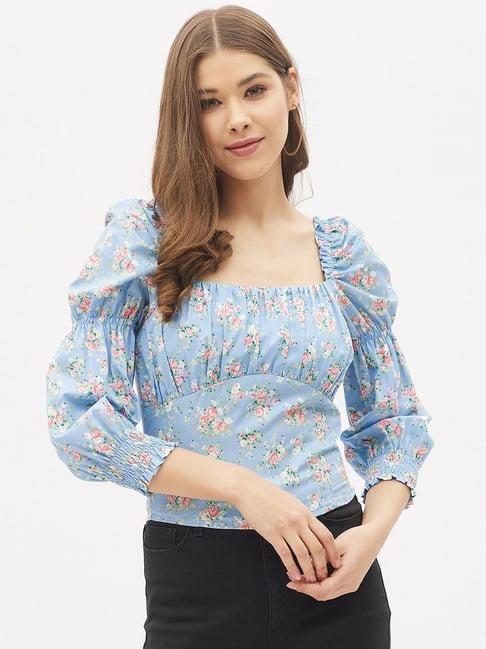 harpa sky blue floral print top