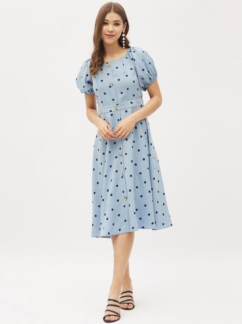 harpa sky blue polka dots a-line dress