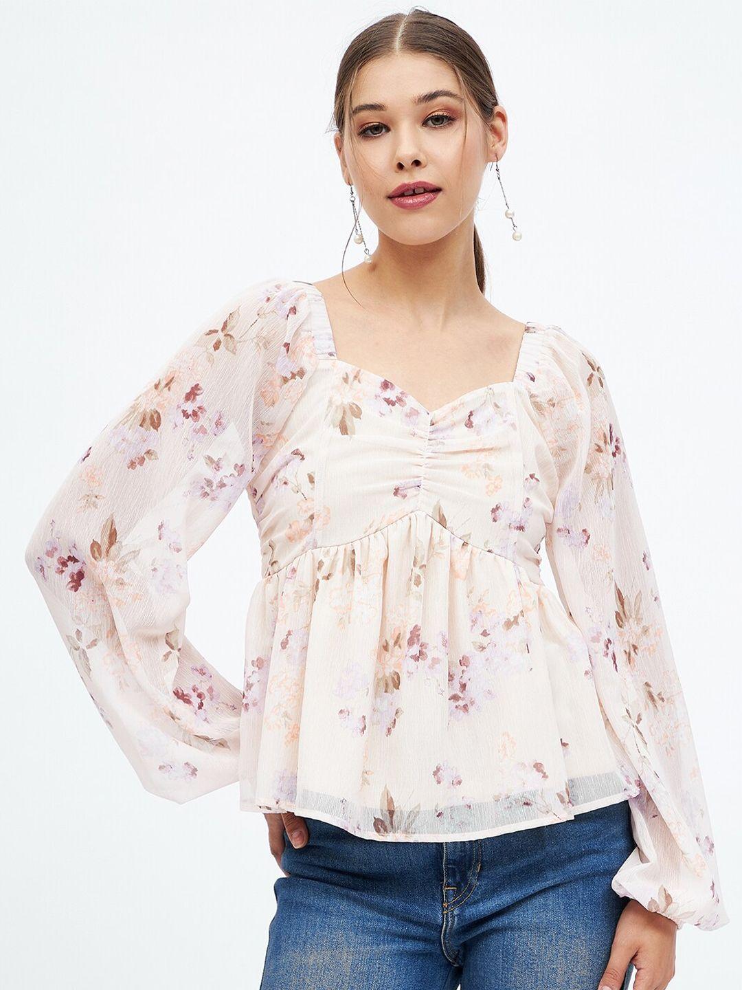 harpa sweetheart neck floral print chiffon empire top