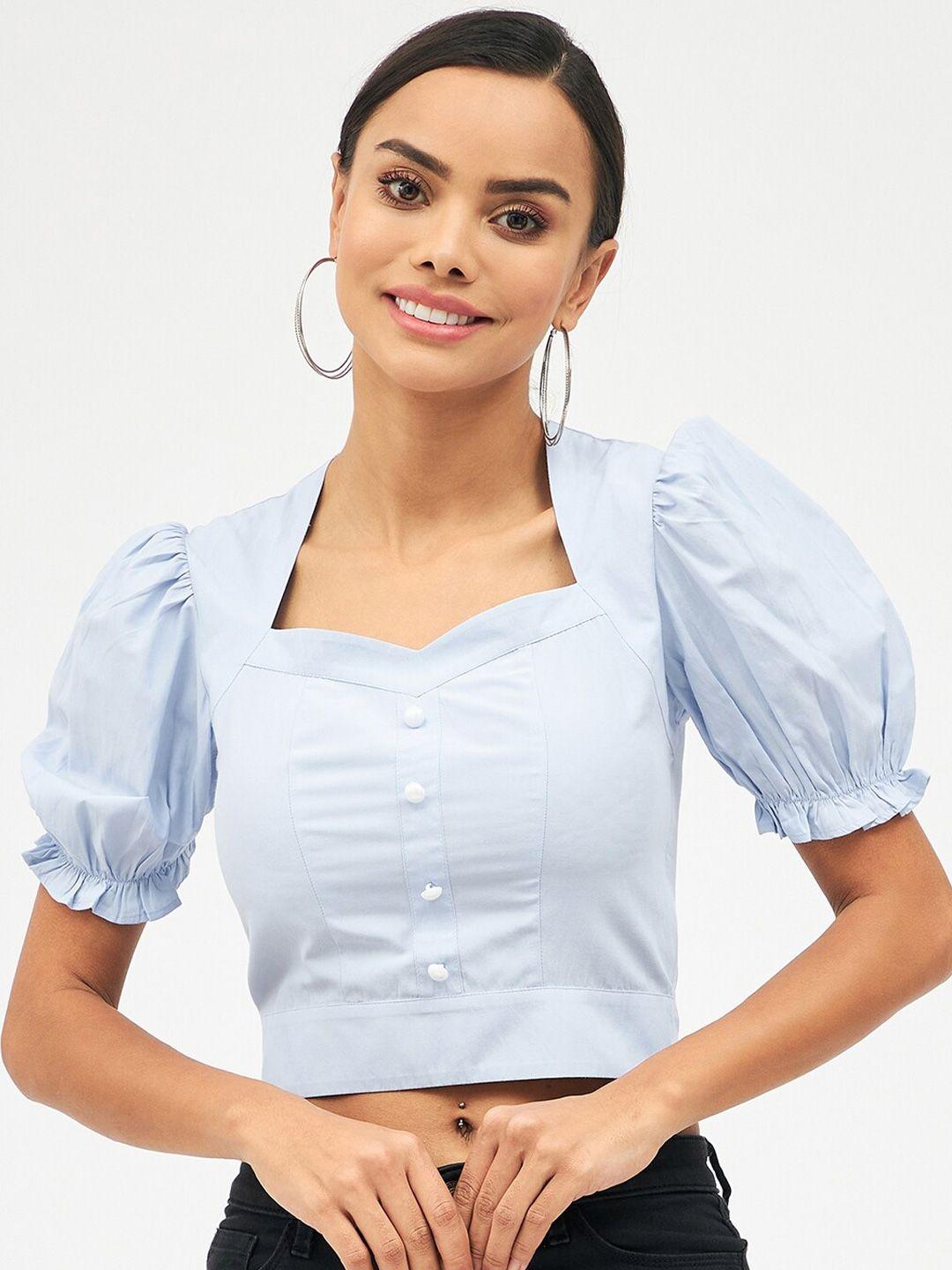 harpa sweetheart neck shirt style cotton crop top