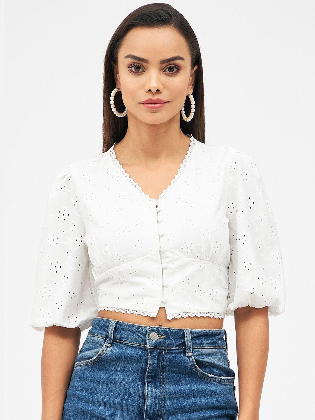 harpa v-neck self-design crop top