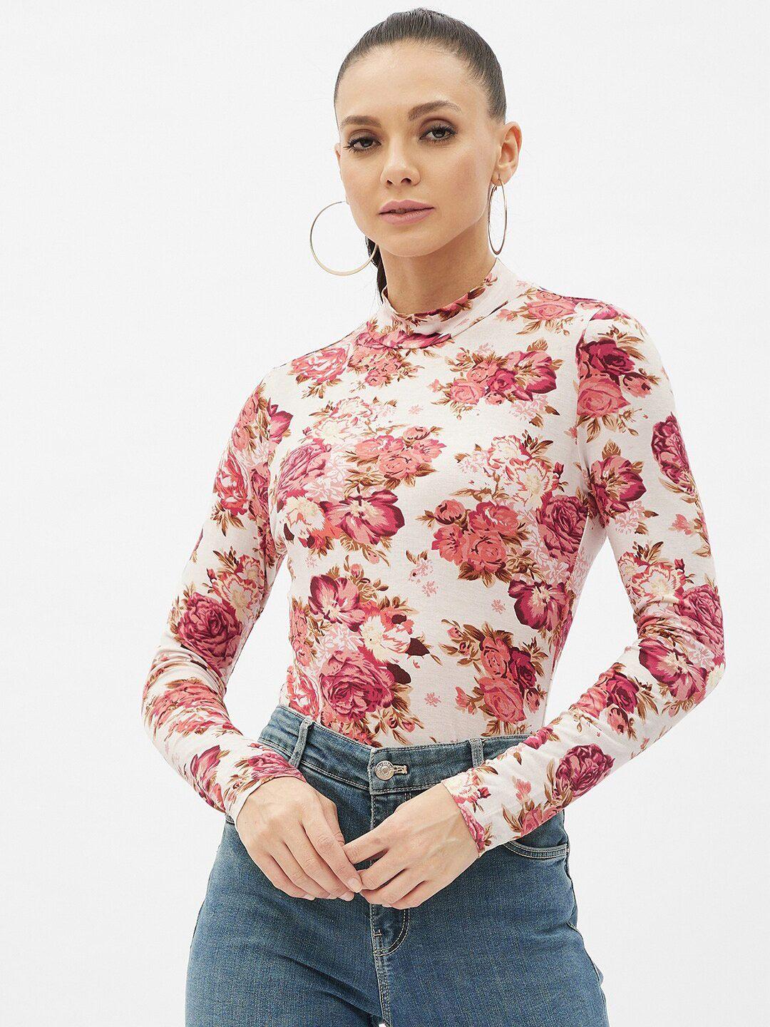 harpa white & pink floral regular top