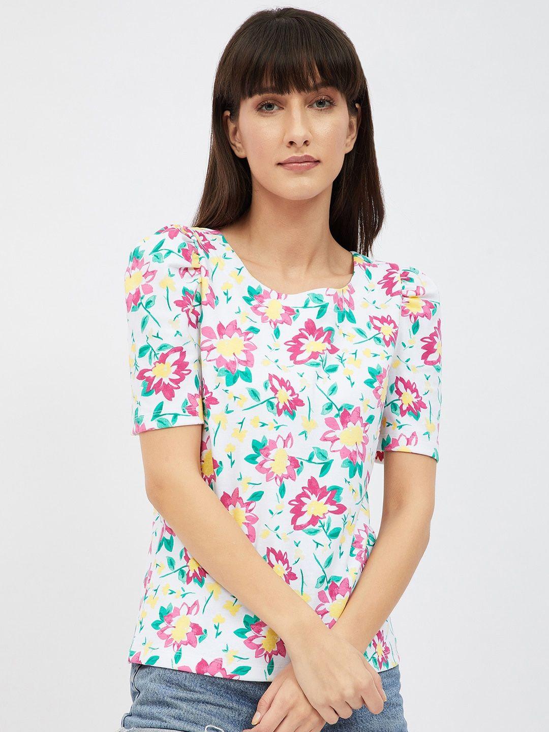 harpa white floral printed regular top