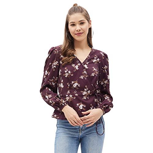 harpa women's floral regular t-shirt (gr6257- maroon medium)