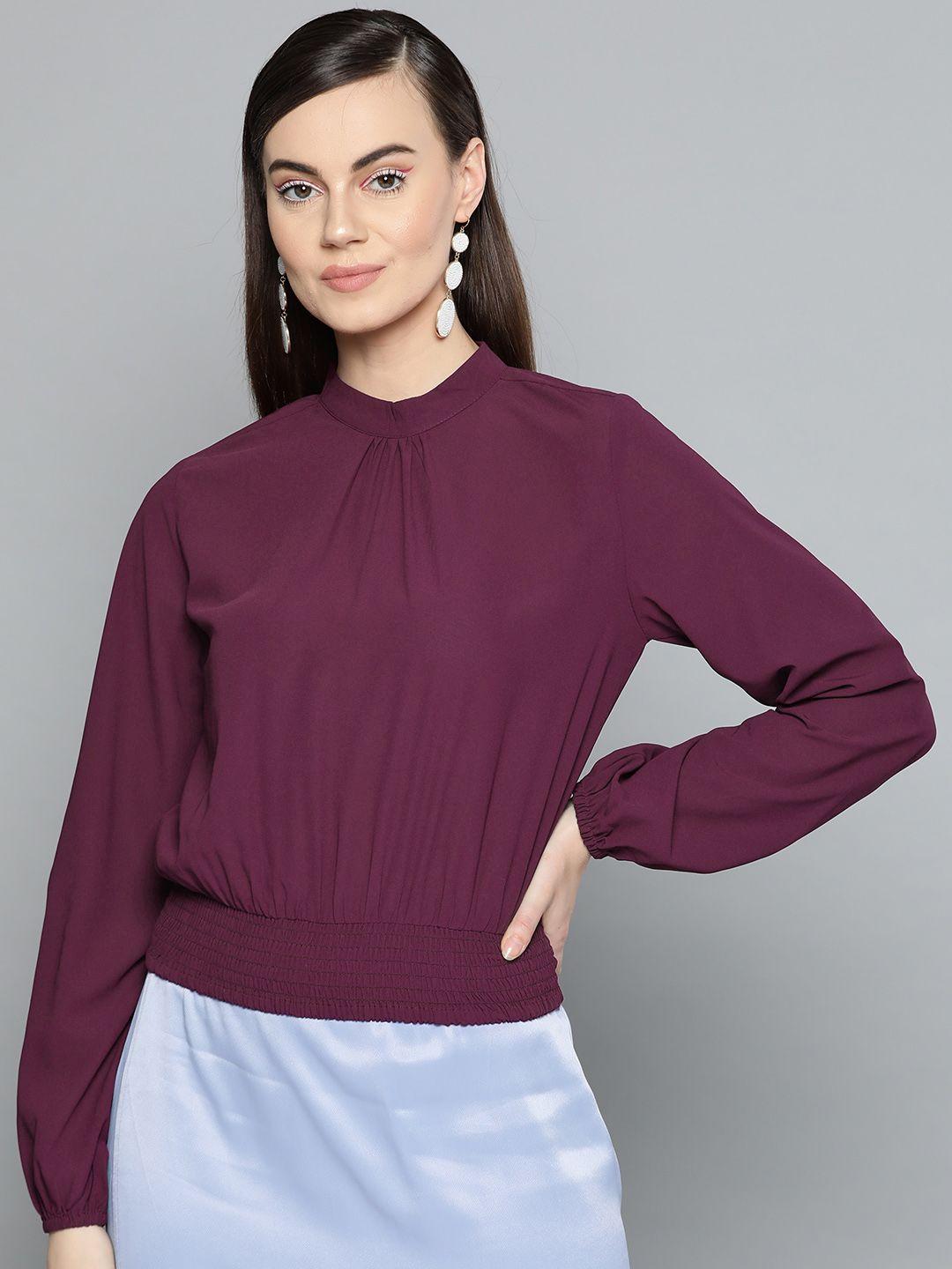 harpa women aubergine solid blouson top